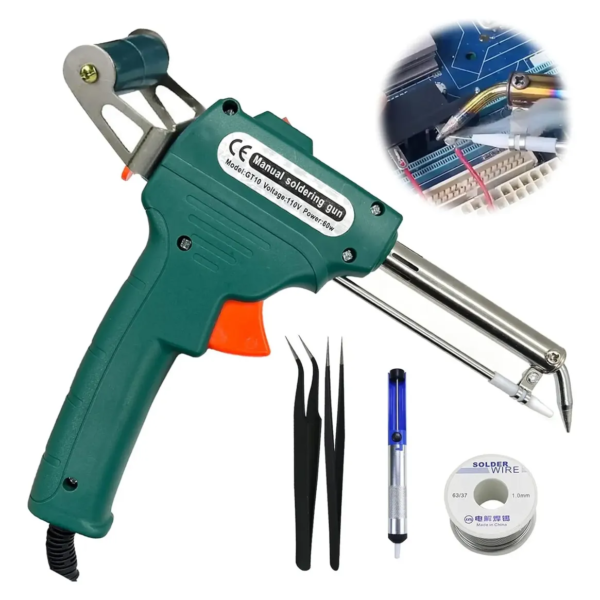 Soldador Pistola Automatico 60w Bs-565 + Accesorios 5pz bisutime