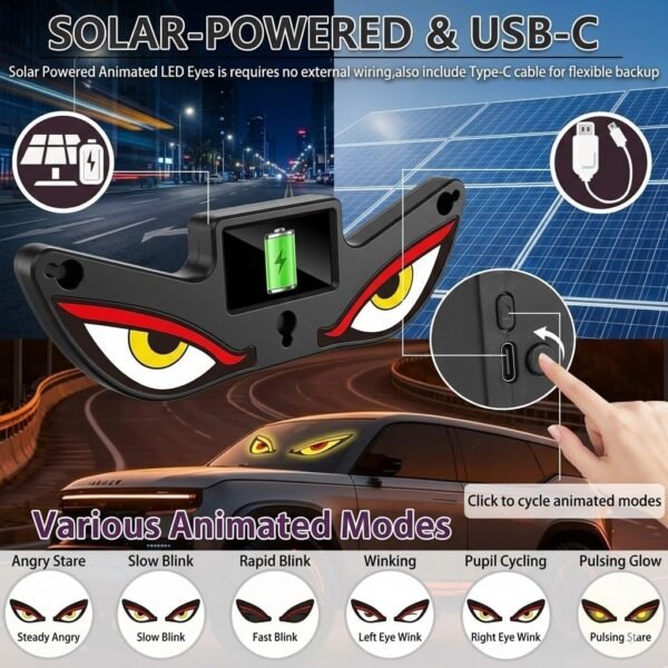 LAMPARA LED solar de ojo de demonio con panel y  usb (2x30mil)