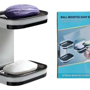 JABONERA Doble de Plástico ABS Negra para Ducha con Adhesivo WALL  MOUNTED SOAP BOX SY 512