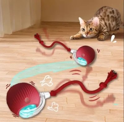 JUGUETE  PELOTA MASCOTAS GATO P02 Interactiva Eléctrica para Gatos con Cuerda