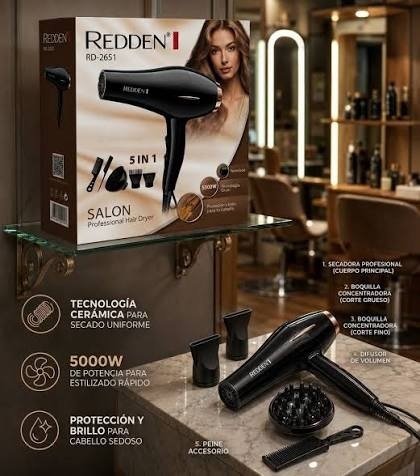 PISTOLA SECADOR REDDEN RD2652  5EN 1 5000W