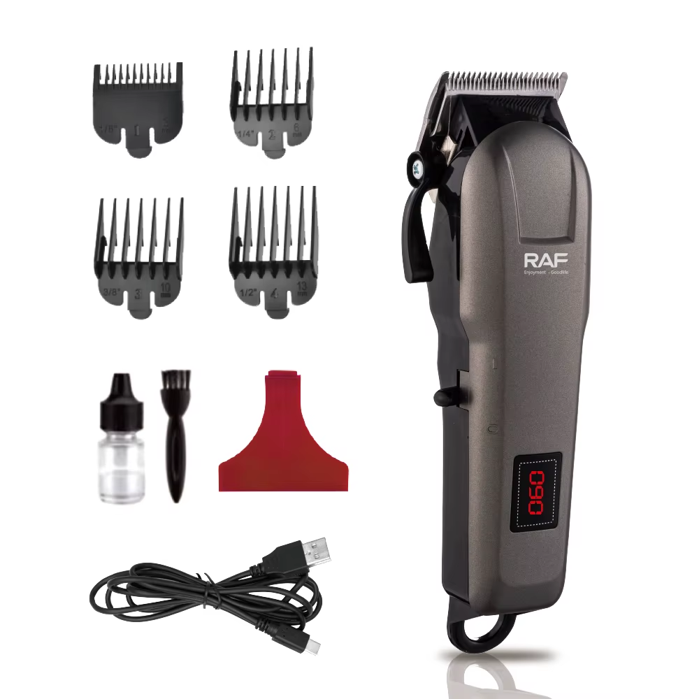 Maquina peluqueria peluquera con palanca patillera recargable tipo profesional Raf40000 1200mAH 6000RPM pantalla led usb - Imagen 2