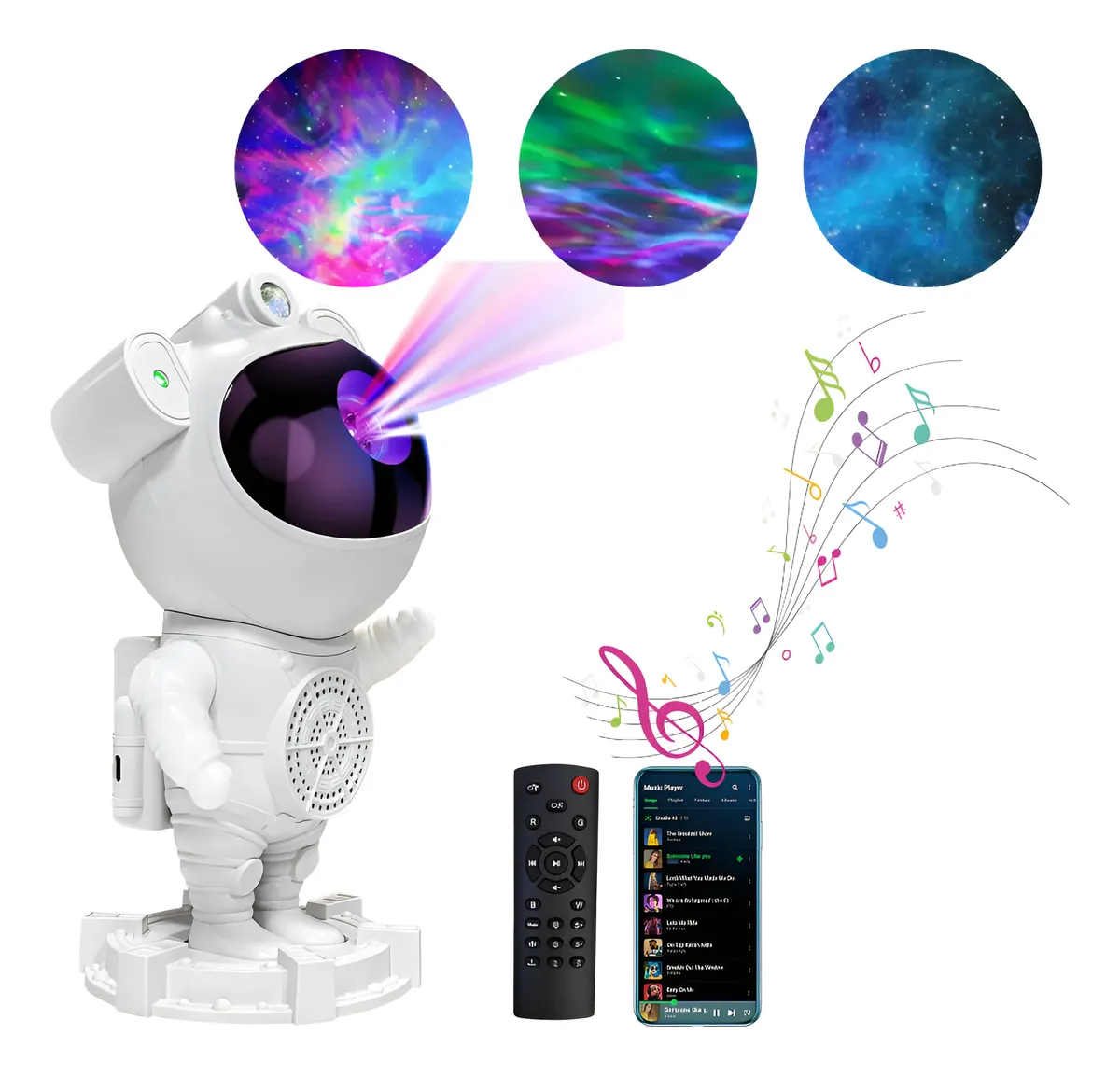 LAMPARA astronauta Galaxia Bluetooth Parlante Nebulosa A2403