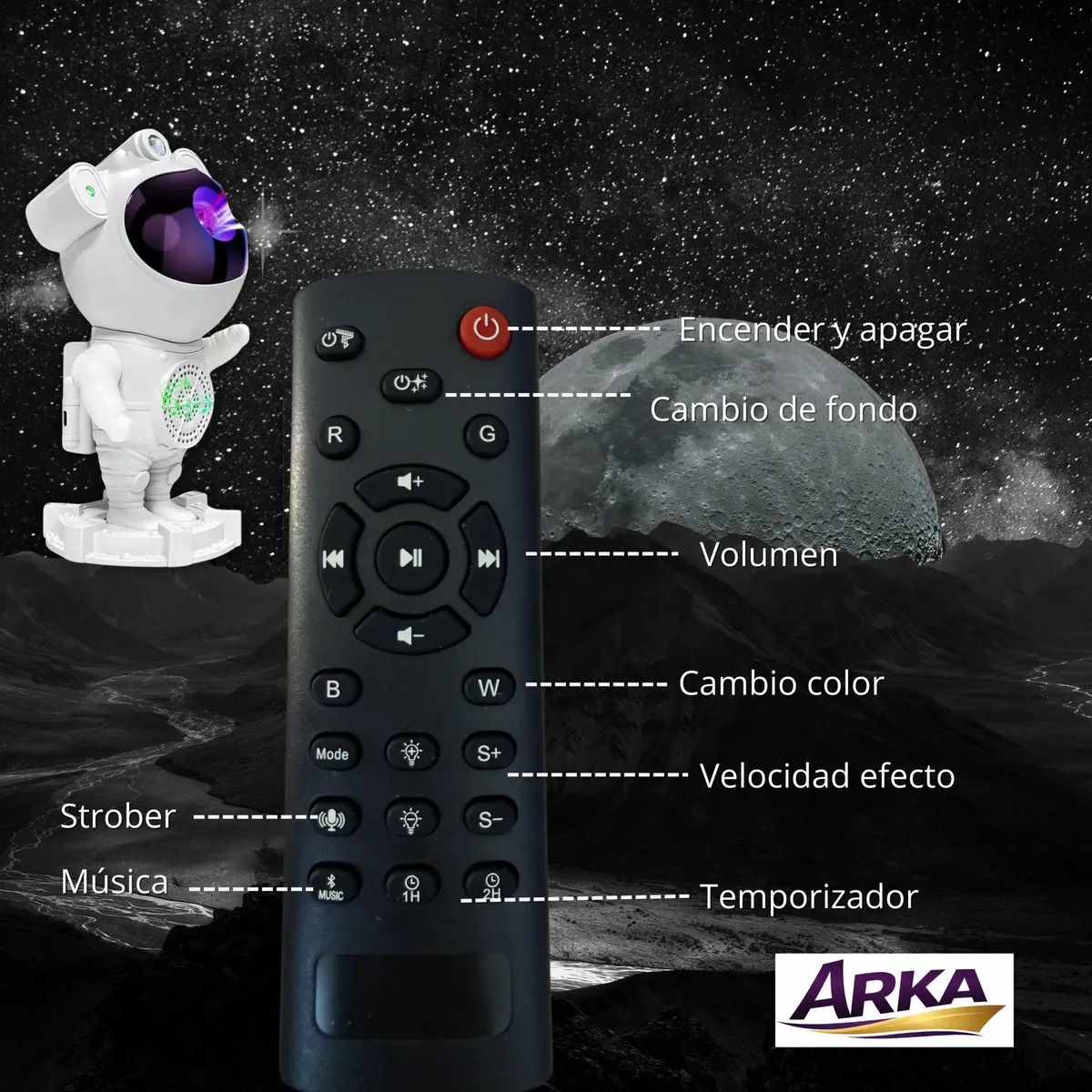 LAMPARA astronauta Galaxia Bluetooth Parlante Nebulosa A2403 - Imagen 5