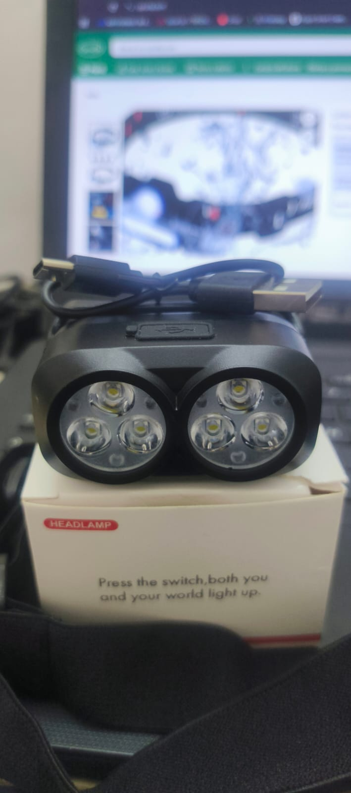 LINTERNA Minera cabeza con Sensor Movimiento Recargable Usb 6led