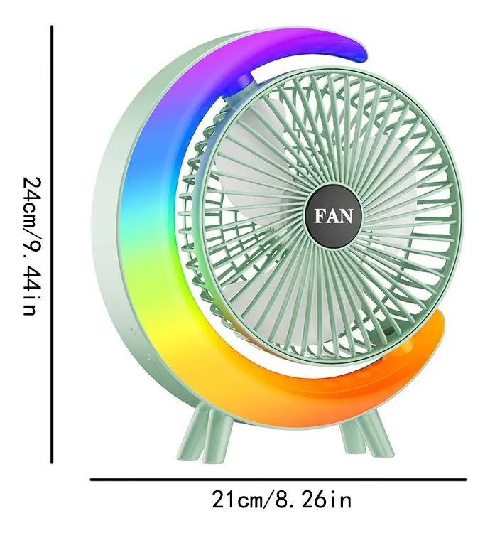 VENTILADOR LAMPARA 6" Led 24cms colorful desktop fan usb - Imagen 4