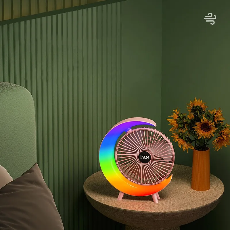 VENTILADOR LAMPARA 6" Led 24cms colorful desktop fan usb - Imagen 5