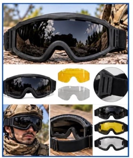 GAFAS Lentes Careta Militar Táctico Lentes Color Airsoft y Deportes Al Aire Libre
