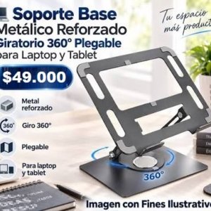 GANCHO SOPORTE PARA PORTATIL Notebook Laptop Tablet Metál Reforzado Giratorio Plegable Negro