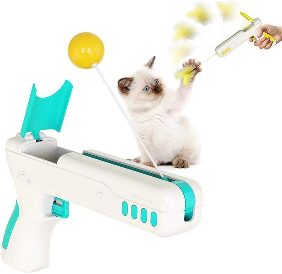 JUGUETE PELOTA MASCOTAS GATO tipopistola rebound cat gun - Imagen 5