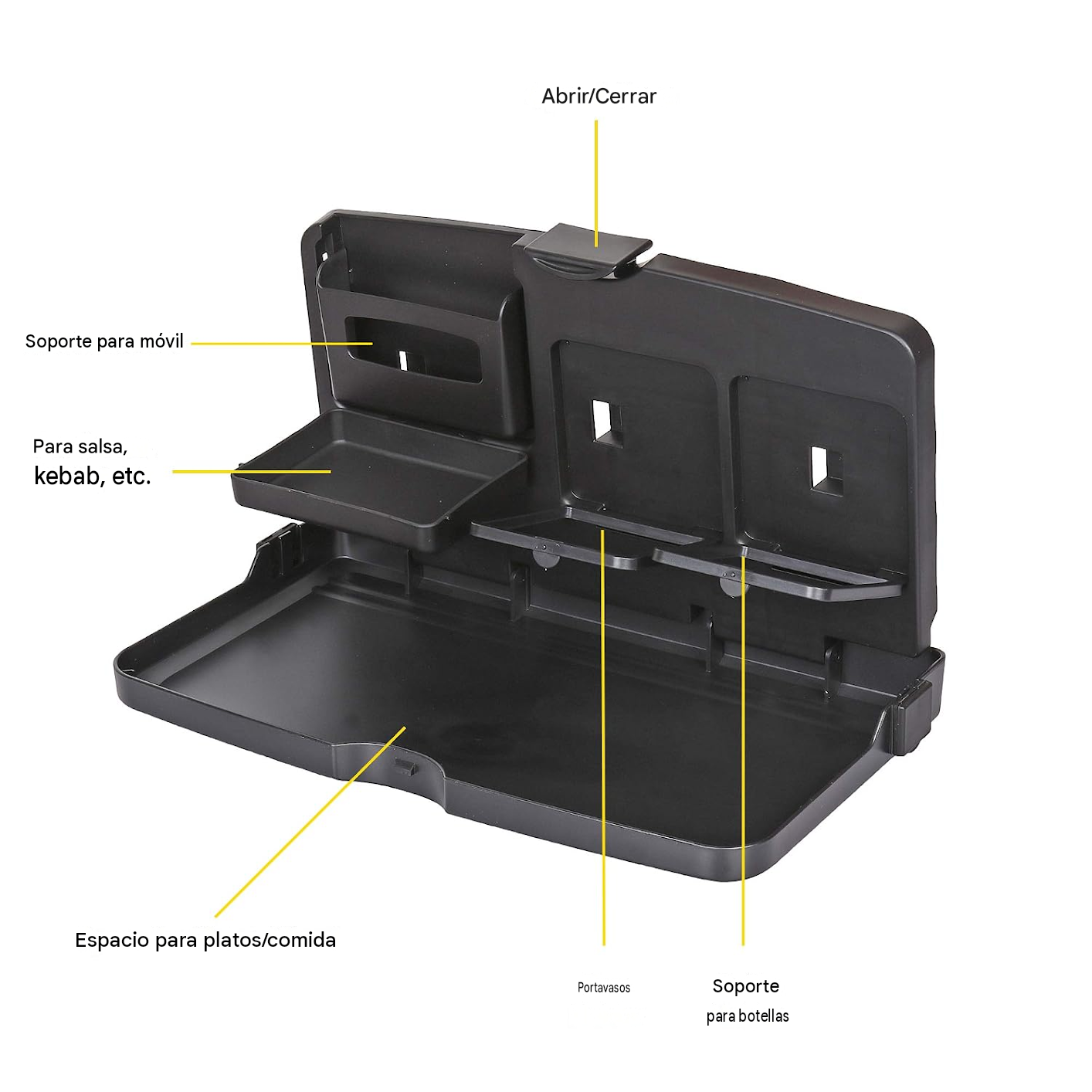 ORGANIZADOR Bandeja de viaje para vasos y comida para el carro - Imagen 2