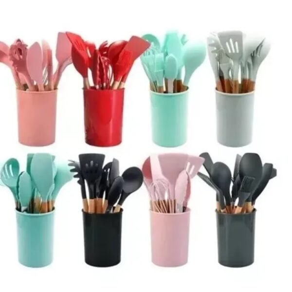 Set 12 Utensilios De Cocina Silicona